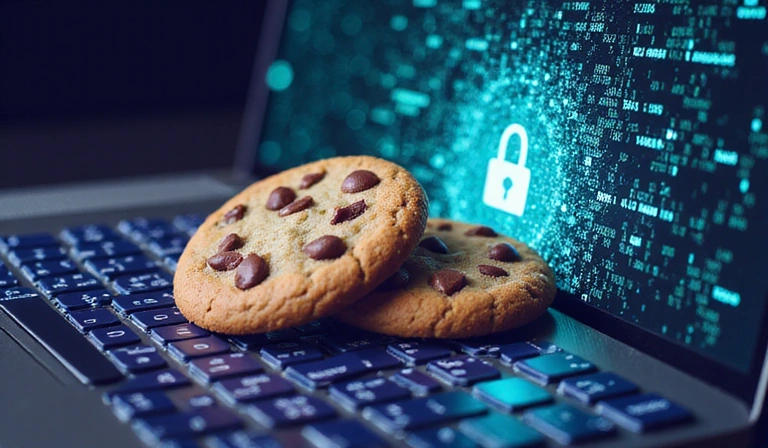 Une illustration de biscuits numériques représentant les cookies internet