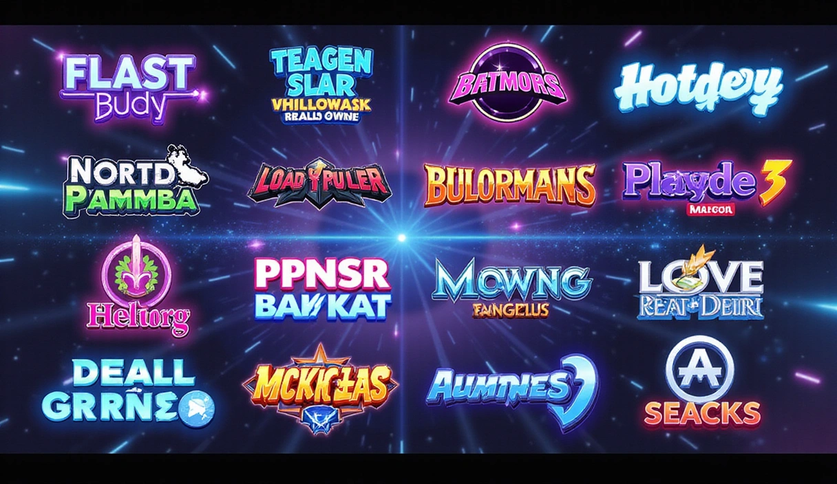 Vue stylisée de divers logos de jeux indépendants et icônes sur un fond abstrait numérique